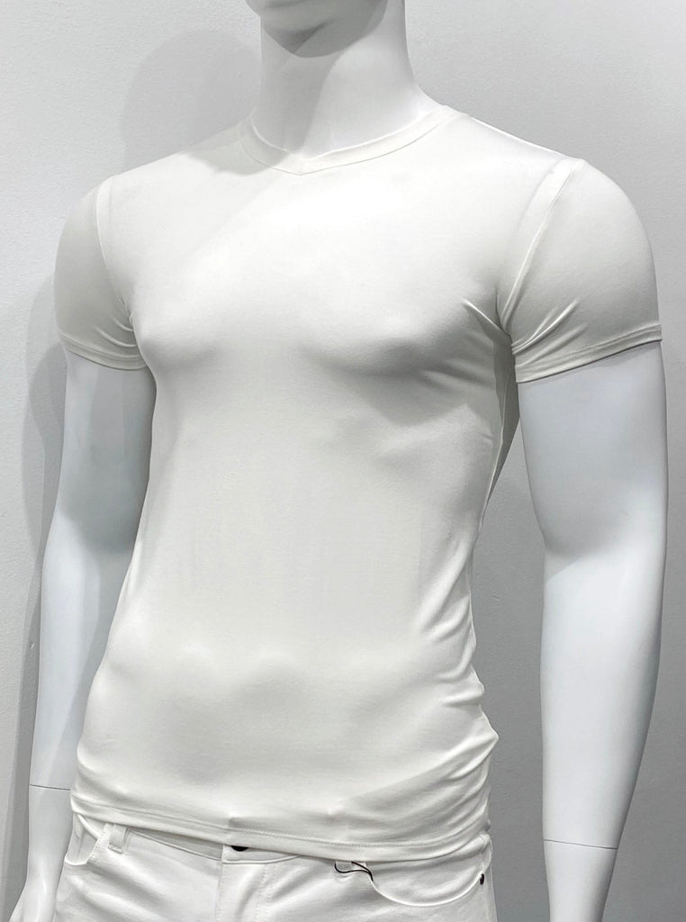 White V-neck T-shirt, as seen from the front.